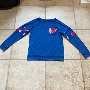 Blue floral sweater